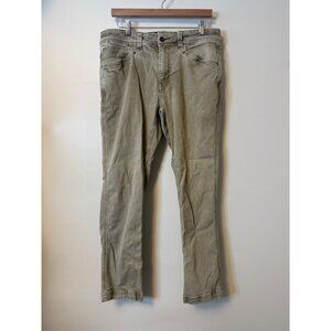 PrAna Breathe Pants Men’s 33x30 Khaki Slim Fit Hiking Outdoor Rugged Olive